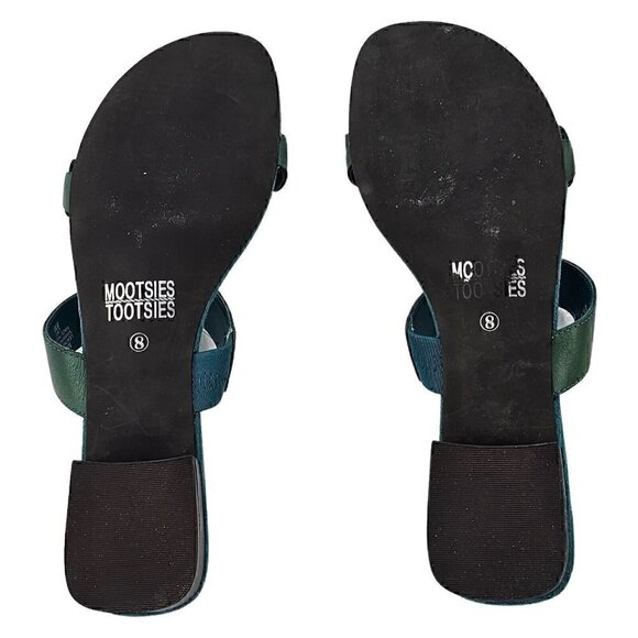 MOOTSIES TOOTSIES Morena Teal Braided Leather Flat Slip-On Slide Sandals 8M - Picture 6 of 8